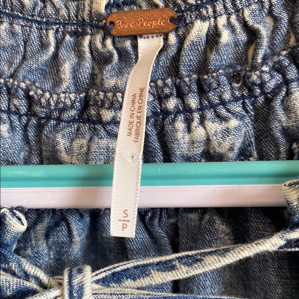 Free People Blue Ruffled Blouse with Tie Front - Picture 5 of 5
